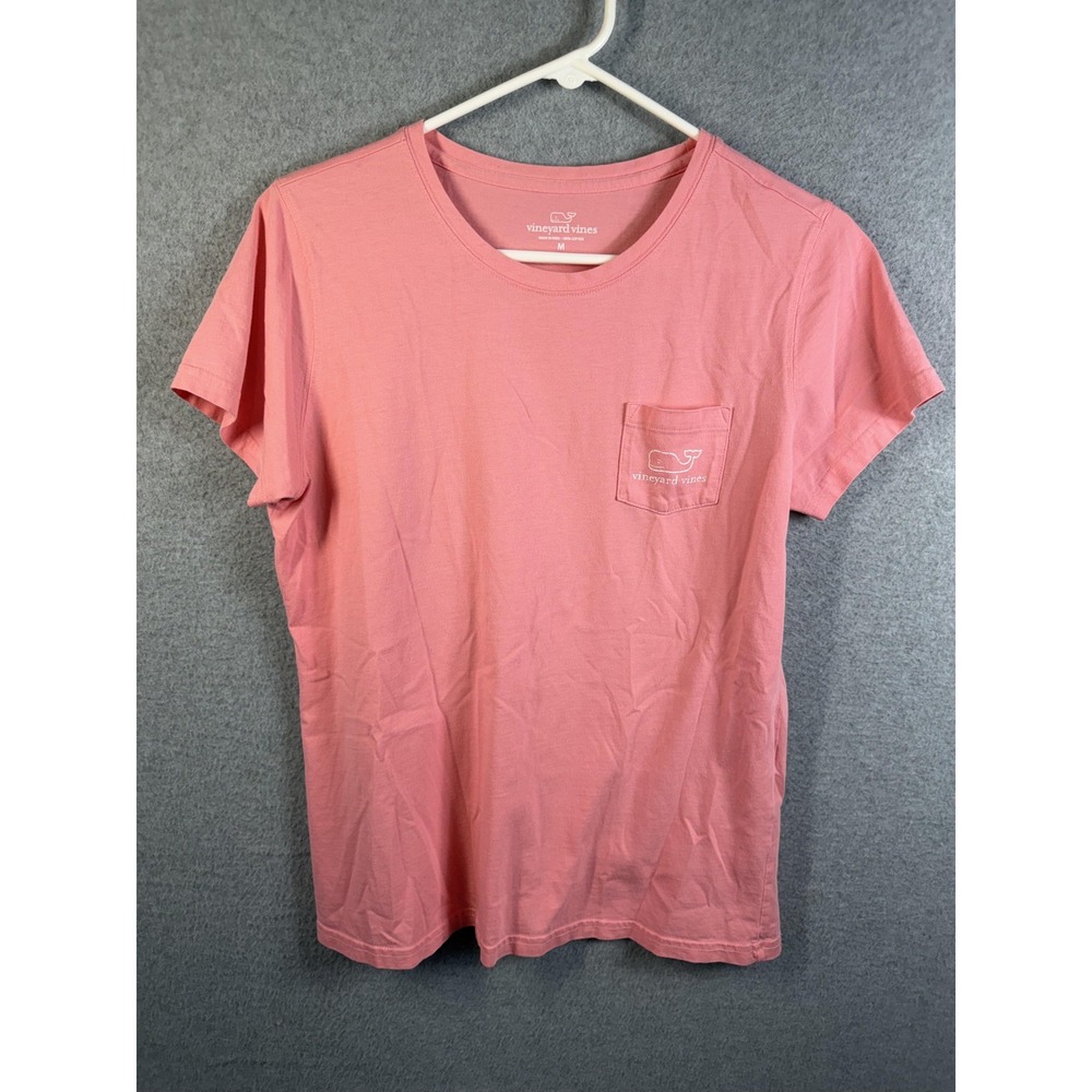 Vineyard Vines Shirt Womens Medium Pink Pocket Whale Logo Short Sleeve Tee